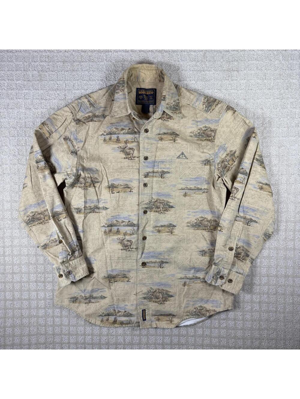 Woolrich Landscape Print Button Up Shirt Large